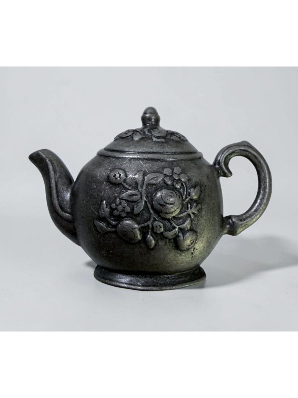 Vintage Floral Teapot Brooch Silver Tone Pin Retro Tea Party Wildflowers